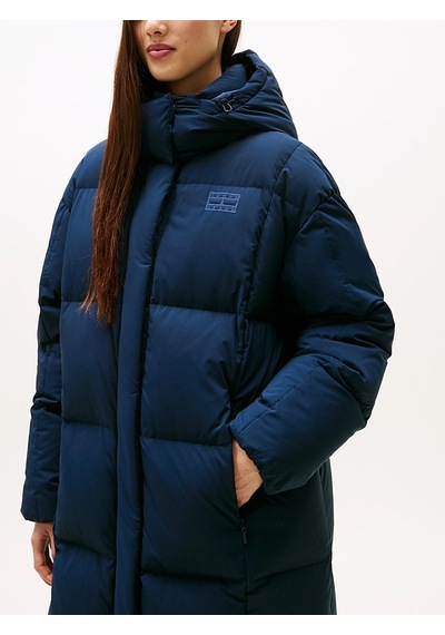 Tommy Hilfiger Kadın Marka Logolu Kapitone Dikişli Kapüşonlu Günlük Kullanıma Uygun Lacivert Mont Dw0dw21977 C1g
