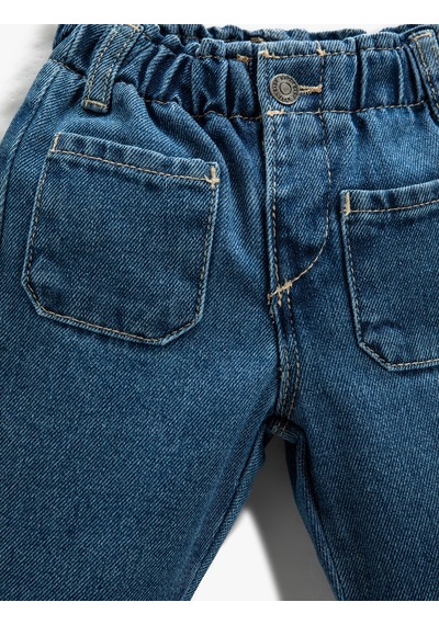 Koton Kot Pantolon Çift Cep Detaylı Beli Lastikli Orta İndigo 3smg40001ad 3SMG40001AD740 İndigo