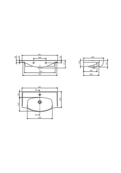 Turkuaz Seramik Lila Etajerli Lavabo 80 x 45 CM