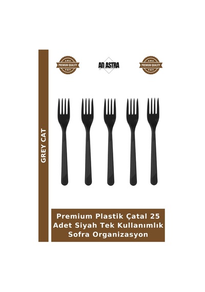 Premium Plastik Çatal 25 Adet Siyah Tek Kullanımlık Sofra Organizasyon
