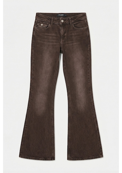 Kadın Kahverengi 2s6-16 Sln05 Mid Rise Flare Fit Esnek Kumaş Denim Jean Kahve