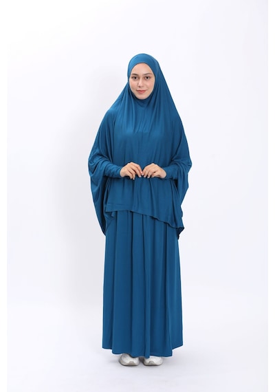 Zahranur Asya Model Namaz Elbisesi - Petrol Mavi
