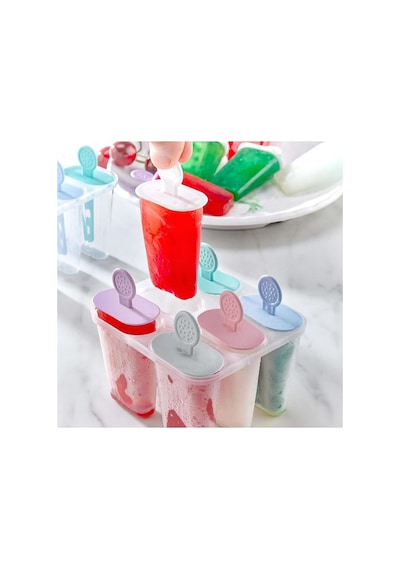 6 Bölmeli Dondurma Kalıbı Ve Çubukları - Bpa Free 7,5 X 5,5 X 3 Cm Silikon Şeffaf Diğer