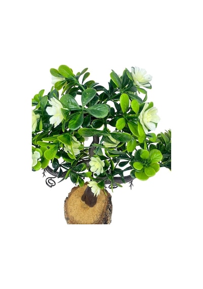 Yapay Çiçek Beyaz Çiçekli Bonsai Ağacı Dekoratif Kütük Saksıda Yapay Ağaç Bonzai Losus Çiçekli