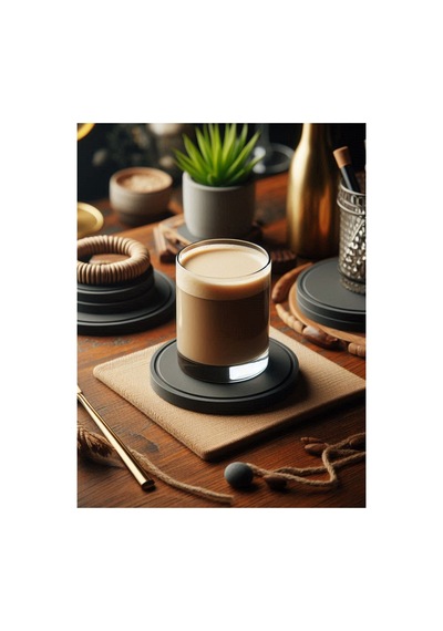 2 Adet Modern Tasarım Minimalist Siyah Bardak Altlığı 8 Cm Çap Plastik