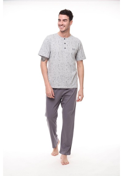 Pijadore Erkek 1403 Erkek Kısa Kollu Desenli Pijama Takım 001