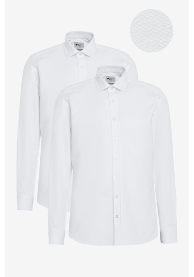 AC&Co / Altınyıldız Classics Slim Fit Dar Kesim Erkek Gömlek Beyaz - 2'li Beyaz