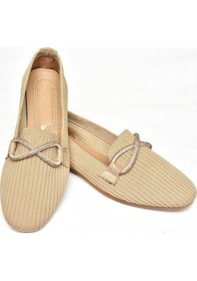 Fox Shoes S250410204 Ten Triko Kumaş Kadın Babet Ten Rengi