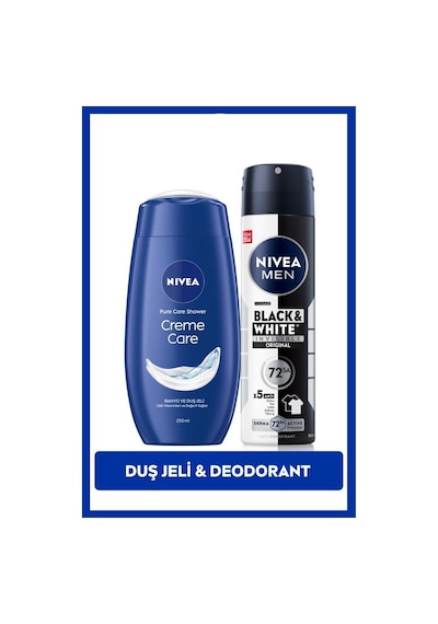 Men Erkek Sprey Deodorant Black&white Invisible Original Ve Creme Care Nemlendirici Duş Jeli 250ml