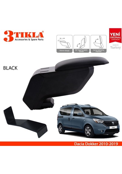 Dacia Dokker 2010-2019 Delmesiz Çelik Ayaklı Siyah Kolçak Kol Dayama