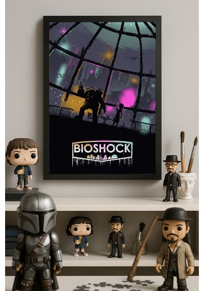 Bioshock Siyah Ahşap Çerçeveli Poster, Dekoratif Oyun Duvar Tablosu