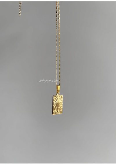 Gold Kare Vintage Kadın Kolye Sarı Sarı
