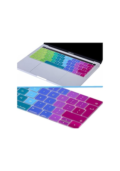 İngilizce Klavye Koruyucu Macbook Pro 13 15 Touch Bar Uyumlu A1706 A1989 A2159 A1707 A1990 Uk Iso Ters L Enter Avrupa İngilizce Baskılı Silikon Keyboard Cover Pembe Yeşil