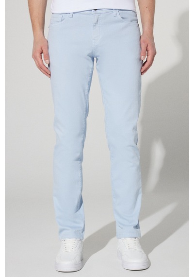 AC&Co / Altınyıldız Classics  Erkek Mavı 360 Derece Her Yöne Esneyen Slim Fit Dar Kesim Pamuklu Rahat Pantolon Mavi