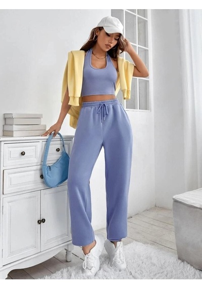 Kadın Bebe Mavi Oversize Eşofman Altı - Unisex Bebe Mavi