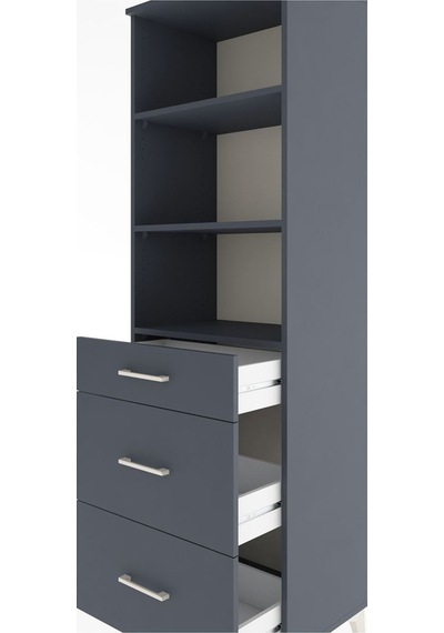 Hyperion Dolap 3 Raflı 3 Çekmeceli 60x44x195 Antrasit-antrasit Antrasit