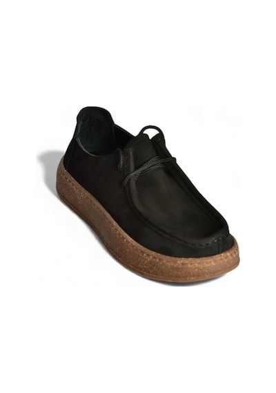Fox Shoes V944092701 Siyah Hakiki Deri Nubuk Günlük Ayakkabı Siyah