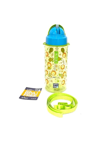 Gıpta Yeşil Crystal Tritan Desenli Pipetli Matara Suluk 500 Ml