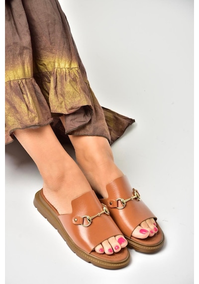 Fox Shoes U291099303 Taba Hakiki Deri Kadın Terlik Taba-hakiki Deri Taba