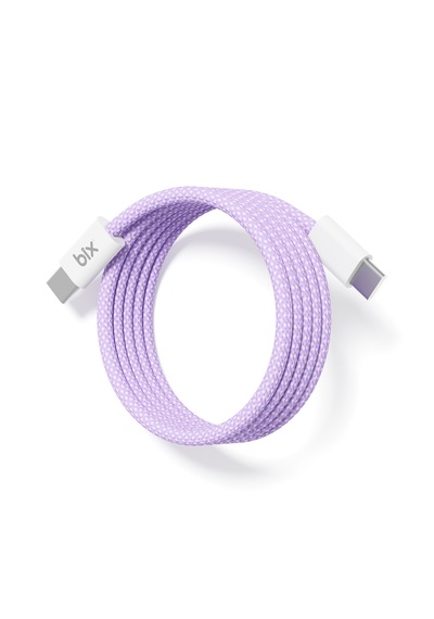 Bix T4cc 65w Usb-c To Usb-c Manyetik Tasarımlı Örgülü Hızlı Şarj Ve Data Kablosu 1 Metre Mor
