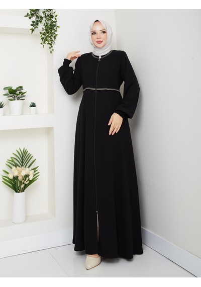 Eslemnur Gündelik Hac Ve Umrelik Nakışlı Mevlana Ferace Siyah