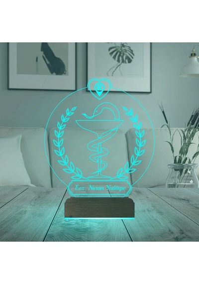 Luvivia Eczane Logolu Eczacı Hediye Kişiye Özel 3d Lamba - Masa Gece Lambası