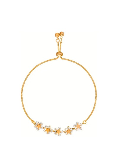 Flower Zirkon Taşlı Asansörlü Ayarlanabilir Şık Altın Renkli Gold Bileklik