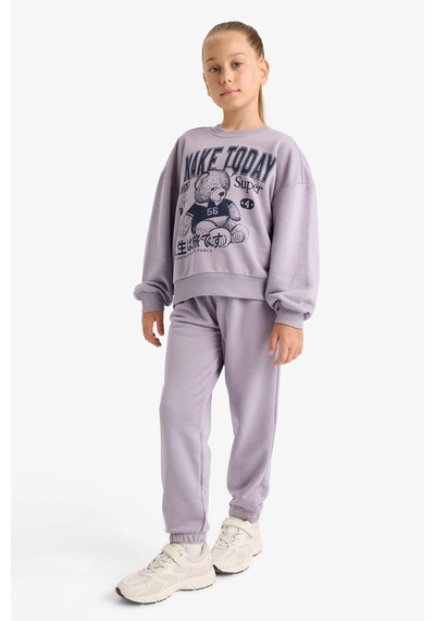 Defacto Kız Çocuk 2li Takım Baskılı Sweatshirt Eşofman Altı E6416a825aupr314 Mor Defacto Kız Çocuk 2li Takım Baskılı Sweatshirt Eşofman Altı E6416a825aupr314 Mor