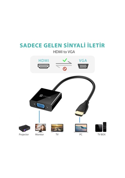 Syncwire HDMI to VGA Ses ve Micro Usb Çıkışlı Adaptör Çevirici