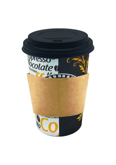 Afra Tedarik 12 Oz Siyah Kapaklı Tutamaçlı Karton Bardak Latte Kahve Kağıt Bardak Sleeve 300 Ml - 10 Sku: Smg8690010530219 Diğer