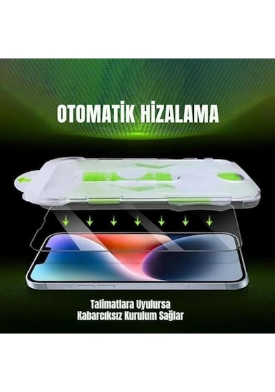 Madnova Apple İphone 13/13 Pro/14/16e İle Uyumlu Hizalama Aparatlı Ve Takılırken Cam Altında Toz Bırakmaz Darbelere Karşı Ekstra Güçlü Ekran Koruyucu Cam