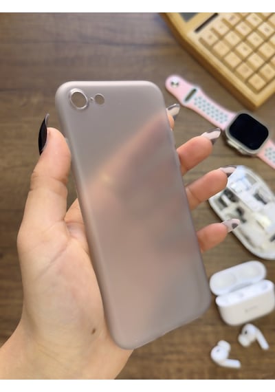 Apple iPhone 7 Uyumlu Süper İnce Mat Ultra Thin Silikon Kılıf Gri