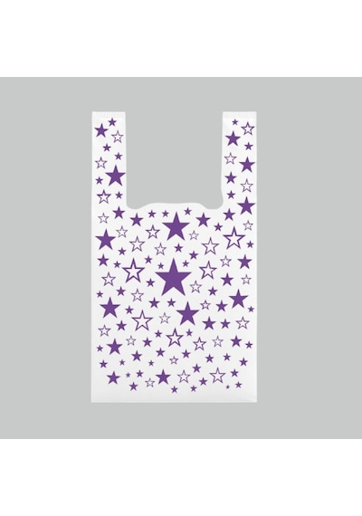 Eczane Hediyelik & Alışveriş Poşeti Yıldız Desenli Atlet Tipi Bio Poşet 20 x 30 CM 250 Adet