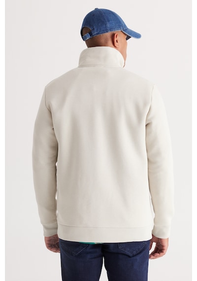 AC&Co / Altınyıldız Classics Standart Fit Normal Kesim İçi Polarlı Bato Yaka Pamuklu Erkek Sweatshirt Bej