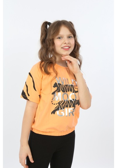 Toontoy Kids Toontoy Kız Çocuk Wild Wood Girl Baskılı Tişört Oranj