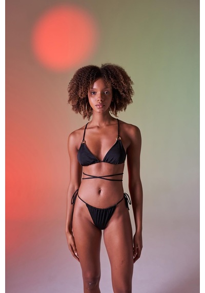 Holly Lolly Bağcıklı U Kesim Brezilya Model Slim Delphi Bikini Altı Siyah
