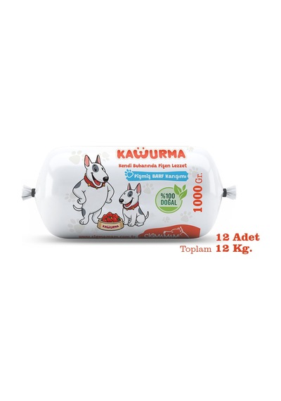 Kavurma Pişmiş Barf Köpek Maması 12 Kg - 1000 G X 12