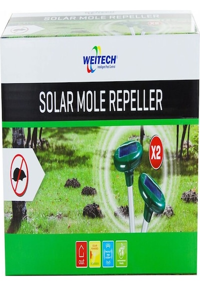 Weitech WK2015 Solar Köstebek Fare Ultrasonik Kovucu (İkili) IP44 –800 m²