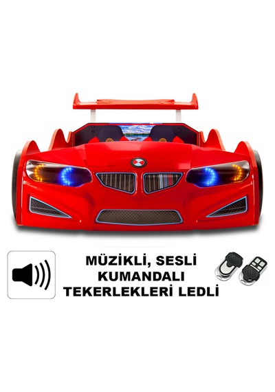 Gt1 - Arabalı Yatak - Kumandalı, Sesli, Kırmızı + Elif Yarı Ort Yataklı 90x190 Cm Tek Kişilik Gt1 - Arabalı Yatak - Kumandalı, Sesli, Kırmızı + Elif Yarı Ort Yataklı 90x190 Cm Tek Kişilik
