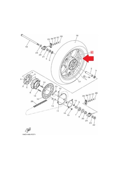 Yamaha YZF-R25 Or.  Arka Jant Mavi 1WD-F5338-01-P0