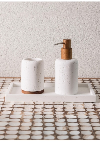 The Mia Travertine Banyo Seti Beyaz 3 Parça Çok Renkli