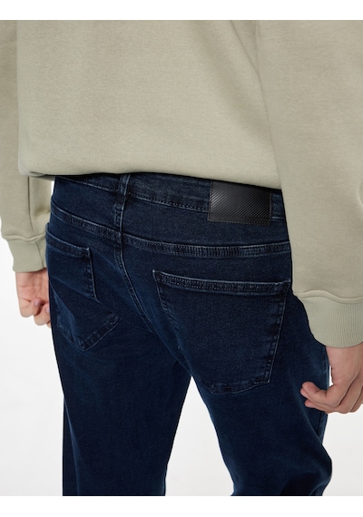 Koton Normal Bel Pamuklu Slim Fit Jean Pantolon - Brad Jean Koyu İndigo 7wam40077nd