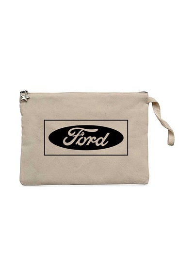 Ford Logo Black Krem Clutch Astarlı Cüzdan / El Çantası