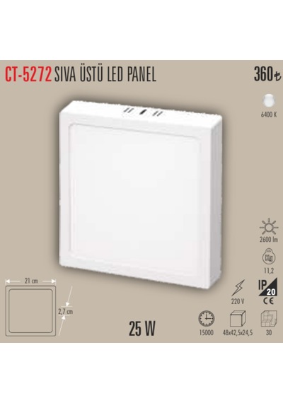 Ct-5272sıva Üstü Led Panel 1adet - 25 W Beyaz