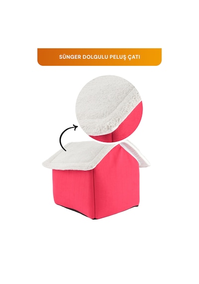Peluş Kedi Ve Küçük Irk Köpek Evi, Minderli