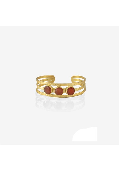 Kadir Jewellery 22 Ayar Altın Kaplama El İşçiliği Zirkon Taşlı Kadın Kaburga Bilezik Kırmızı