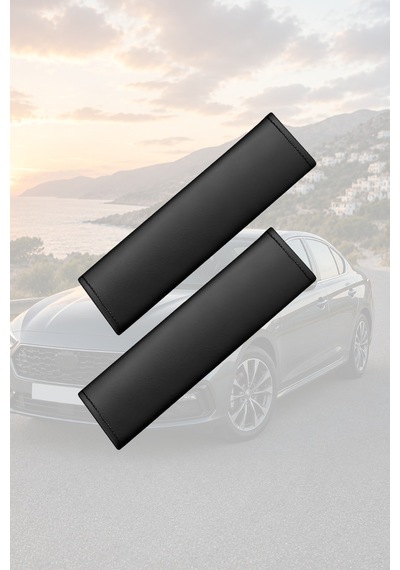 Audi A8 Uyumlu Deri Kemer Koruyucu Siyah Lüks Set Deri Yastık