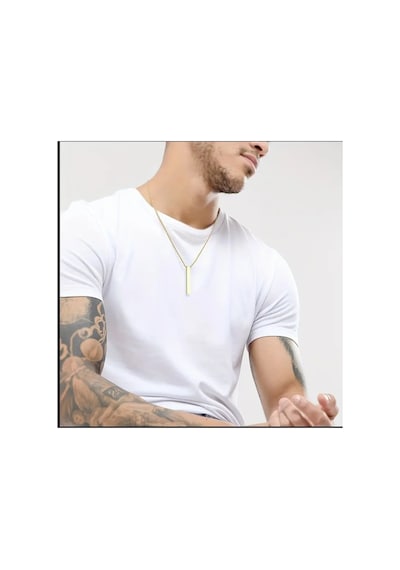 Donguan Minimalist Paslanmaz Çelik Uzun Bar Kolye, Hip-hop Geometrik Sarı