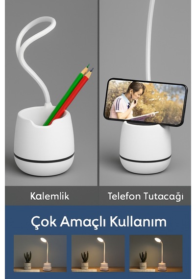 3'ü 1 Arada: Kalemlikli, Telefon Standlı Ve Dokunmatik Led Masa Lambası - 736453108 Diğer