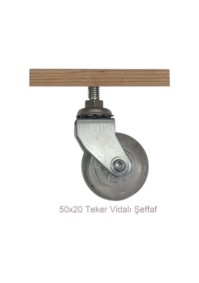Ofis Koltuk Dolap Etejer 360 Derece Döner 50 X 20 Vidalı Teker Şeffaf 50 Mm Şeffaf